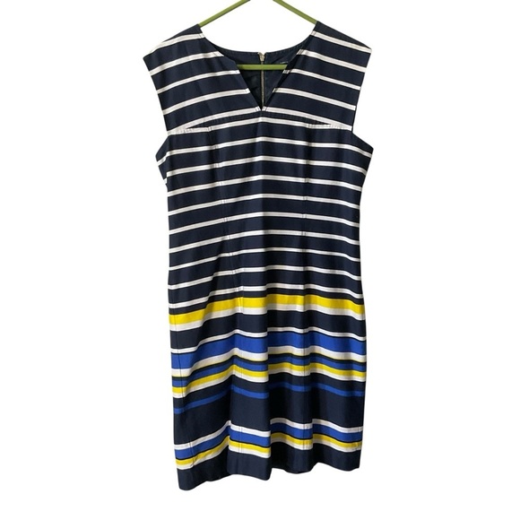Tommy Hilfiger Navy and Yellow Striped Midi Dress - Picture 2 of 9